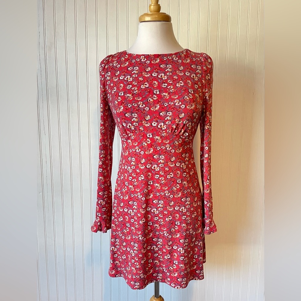 Free People Women's Multicolor Floral Stretch Boho Dress Sz M